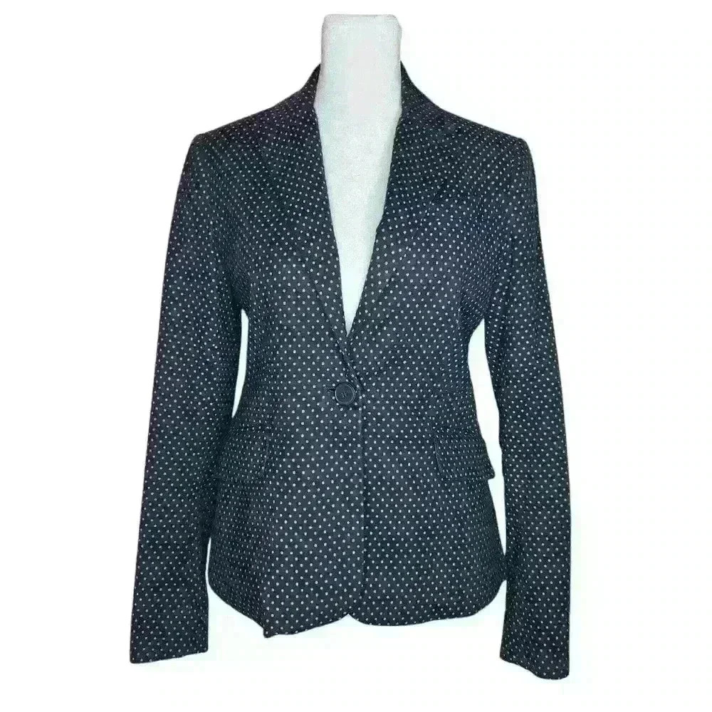 New York And Company Black One-Button Pockets Blazer Womens Size 0